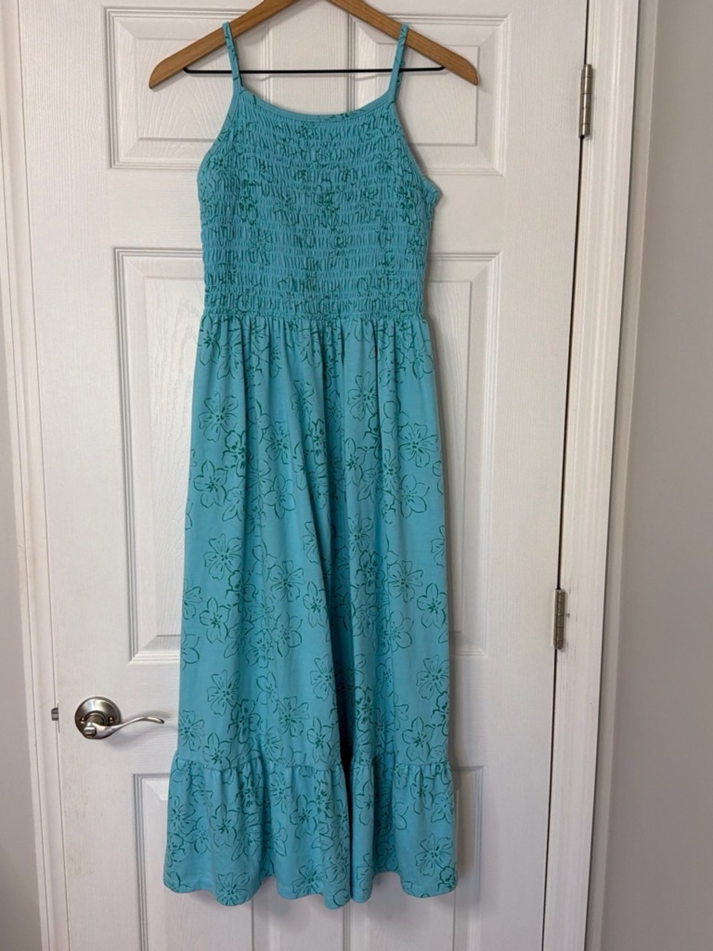 Cat & Jack Teal Floral Smocked Maxi Dress